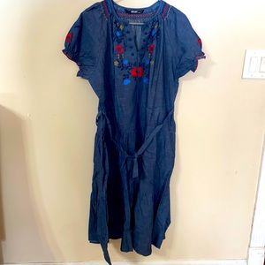 Eshakti denim embroidered dress